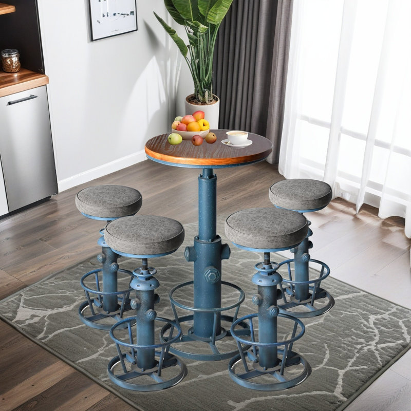 Vintage Bar Table Set For Home Kitchen Industrial Height Adjustable Pub Table With Chairs Farmhouse Fire Hydrant Design Bistro Table With Stools