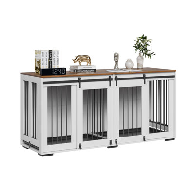 Meuble pour chien 72 po avec portes coulissantes et grange pour chien 72 po