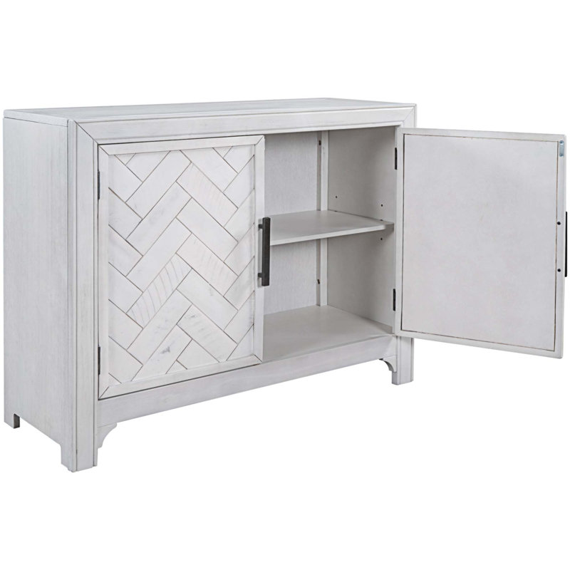 Table console moderne avec 2 tablettes, Blanc antique
