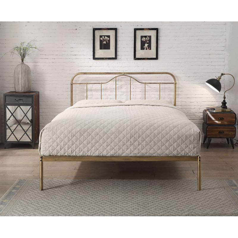Mcgowan Metal Bed, Double (4'6), Antique Bronze