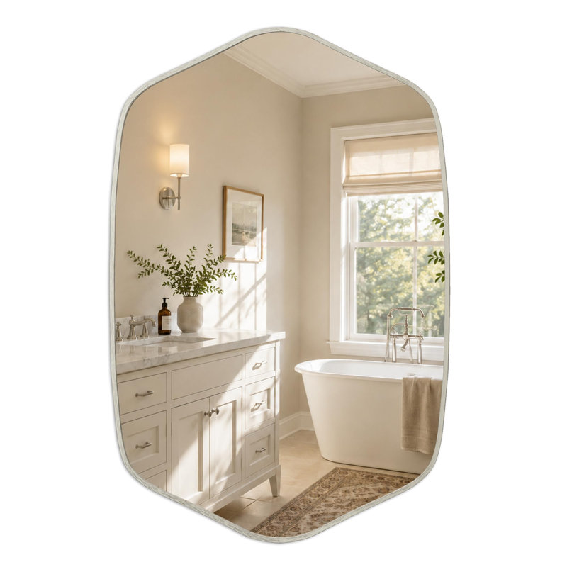 Miroir de salle de bain Siciliano, Nickel brossé
