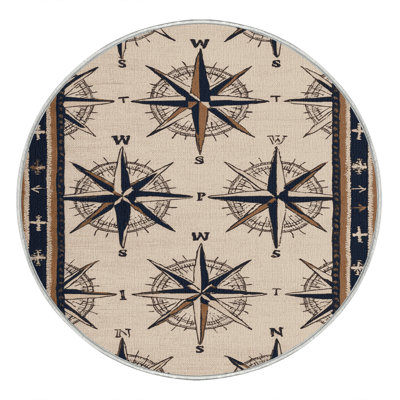 Washable Compass Designs Nautical Area Rug