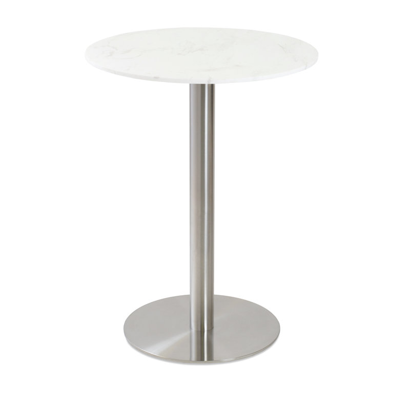 Table à piédestal Tango, Blanc, L 28 po x L 28 po, Brossé