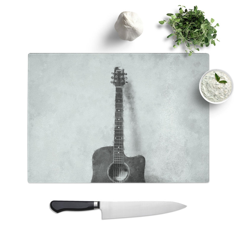 Acoustic Guitar Vol.2 Painting Chopping Board, 0.4cm H x 29cm W x 39cm L