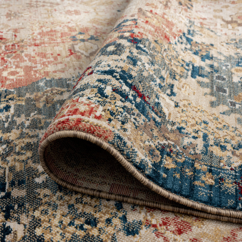 Balthazar Abstract Area Rug in Red/Ivory/Blue/Gold, Rectangle 10'2" x 12'6"
