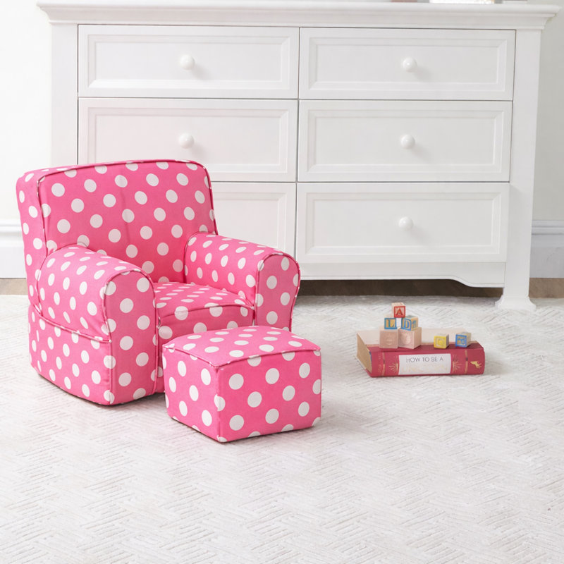 Ensemble de fauteuil et repose-pieds My propre, Mini pois roses