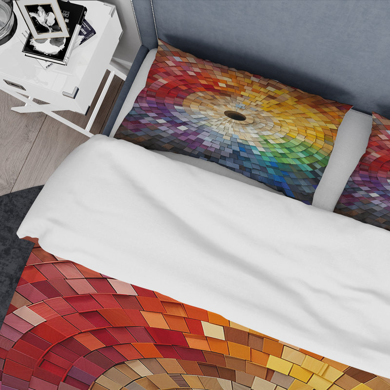 Ensemble de housse de couette Colorful Spiraling Mosaic - Abstract Spirals, Housse de couette pour très grand lit et 2 très 