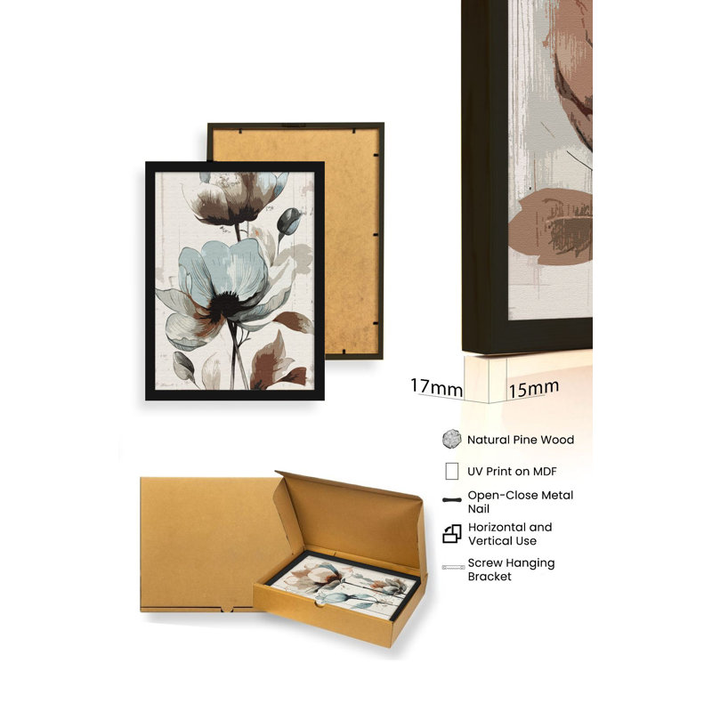 Élégante peinture décorative en panneau de fibres à densité moyenne (3 pièces), 19,7 po x 27,6 po chacune | 100% panneau de fibres à densité moyenne avec une épaisseur de 0,1 pouce, structure en bois massif (épaisseur: 1,0 pouce) | Parfait pour le salon, la chambre à coucher et le bureau
