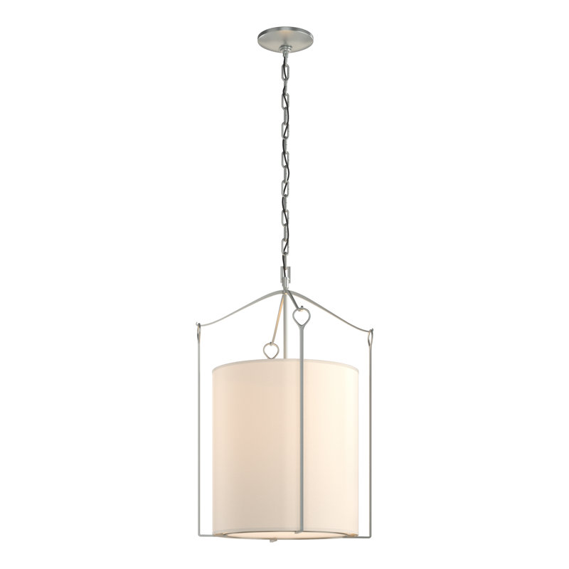 Bow 3 - Light Lantern Cylinder Pendant, Vintage Platinum, Natural Anna