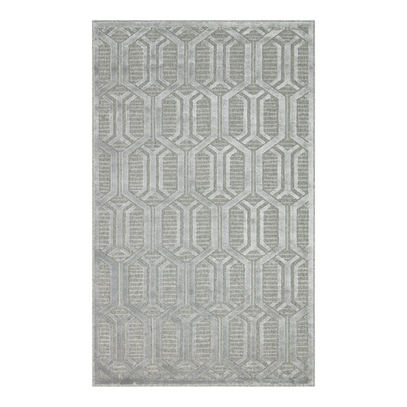 Tapis de couloir gris luxueux, 3,3 x 6,6 pieds | 100% laine et viscose, hauteur des poils: 0,3 pouce, 1,1 lb / pied carré | 256 000 points de fil, durable et facile à nettoyer | Idéal pour décorer un salon ou un vestibule