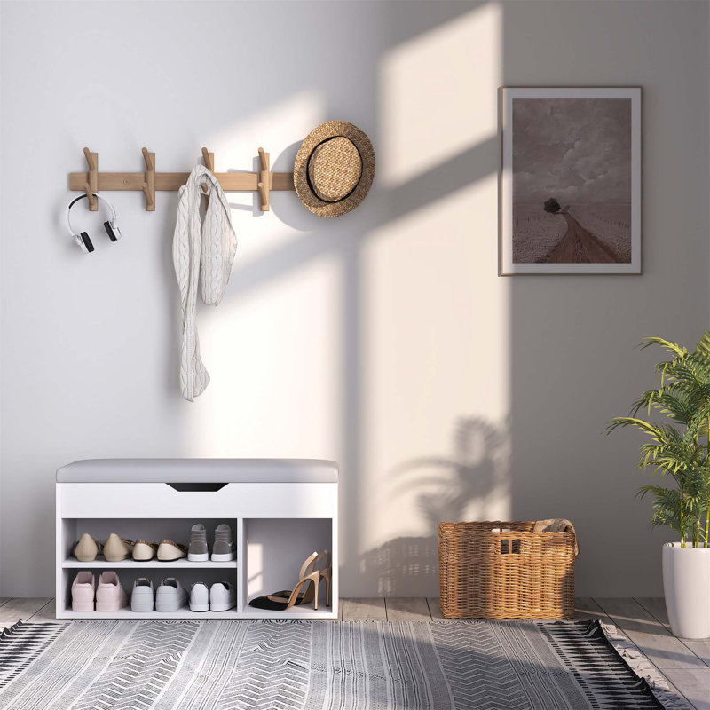 7 Pair Shoe Storage Bench, White