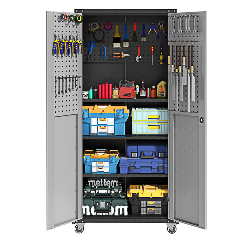 Metal Garage Storage Cabinet With Wheels, Storage Cabinet, Entryway Cabinet