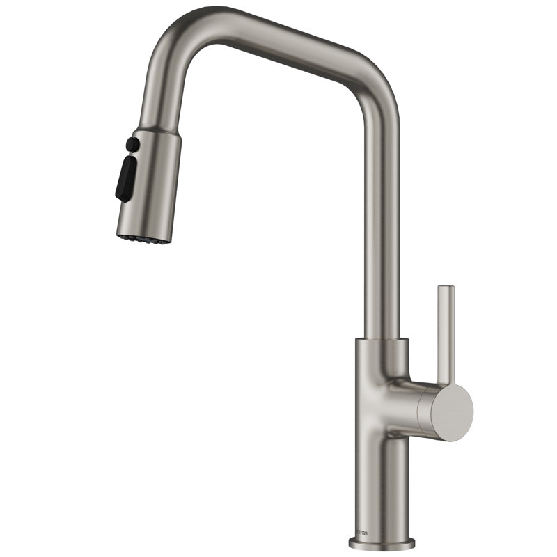 Karran Stalbridge Single Handle Pull-Down Sprayer Kitchen Faucet in Spot-Free, Stainless Steel