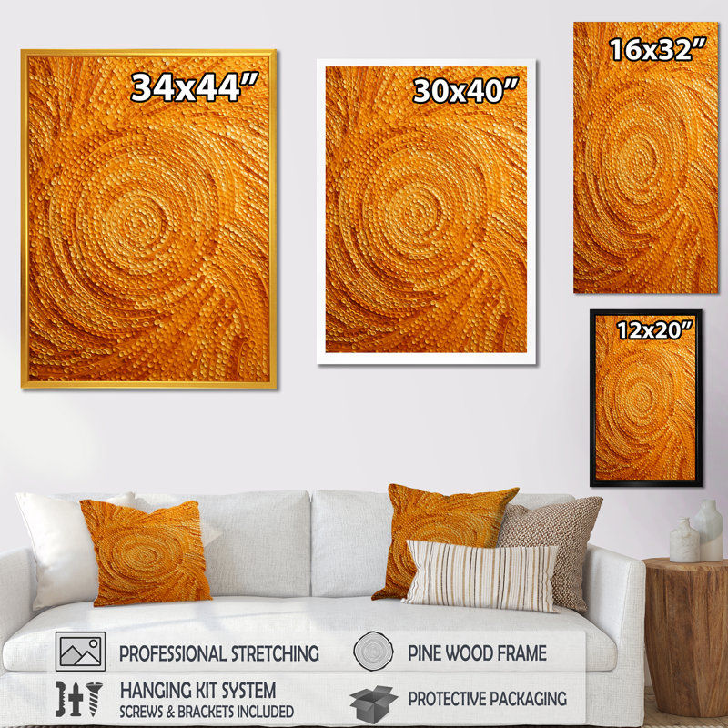 «Abstract Orange Swirl Collages IV», art mural abstrait, Toile tendue, H 60 po x l 28 po x P 1,5 po