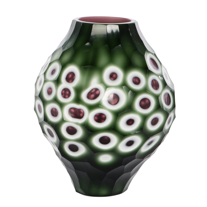 Handcrafted Emerald and Lilac Glass Table Vase