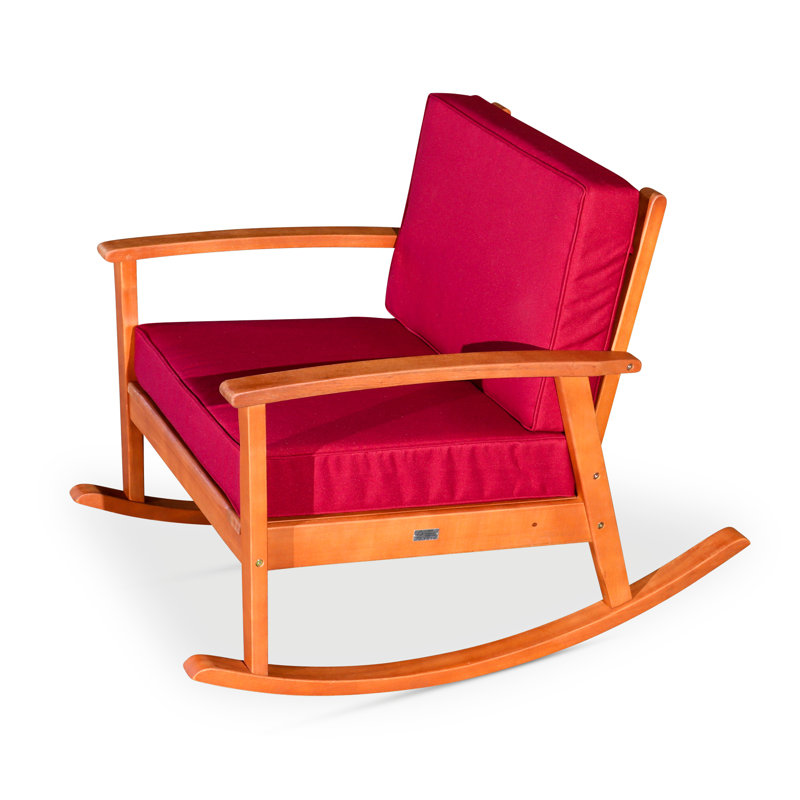 Chaise berçante avec coussins, finition huilée naturelle, coussins