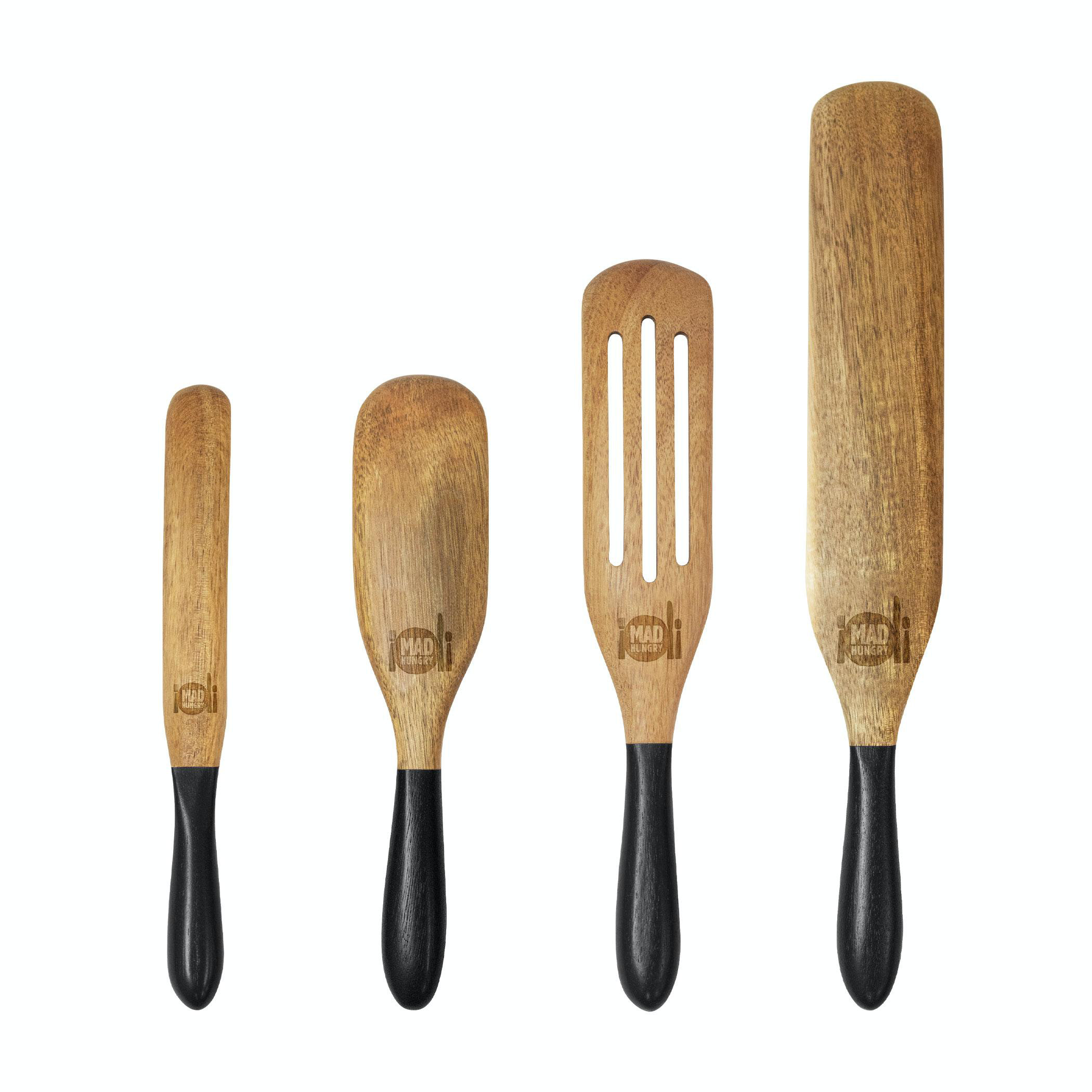 Mad Hungry As Seen On TV 4-Piece Acacia Wood Spurtle Set, Black | Wayfair