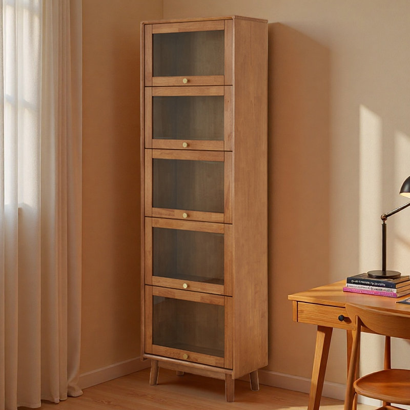 Moffett, (5 Shelves) 76.77"H x 23.62"W x 12.6"D, Brown