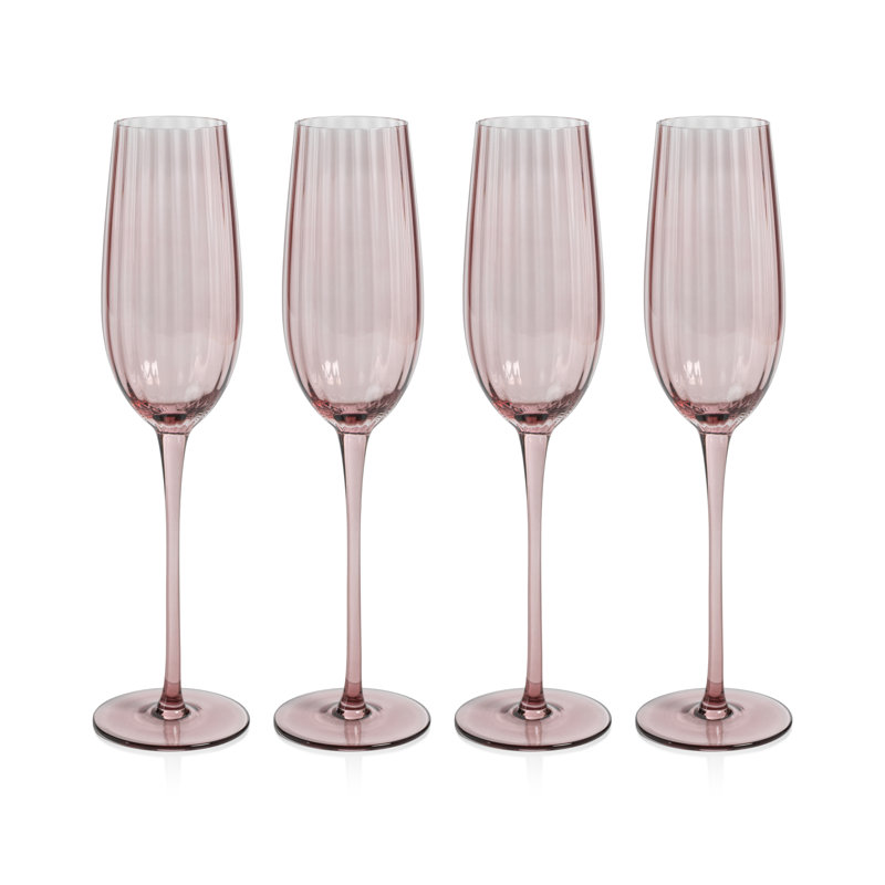 Malden Wine Colored Textured Glass Champagne Flutes, Set of 4