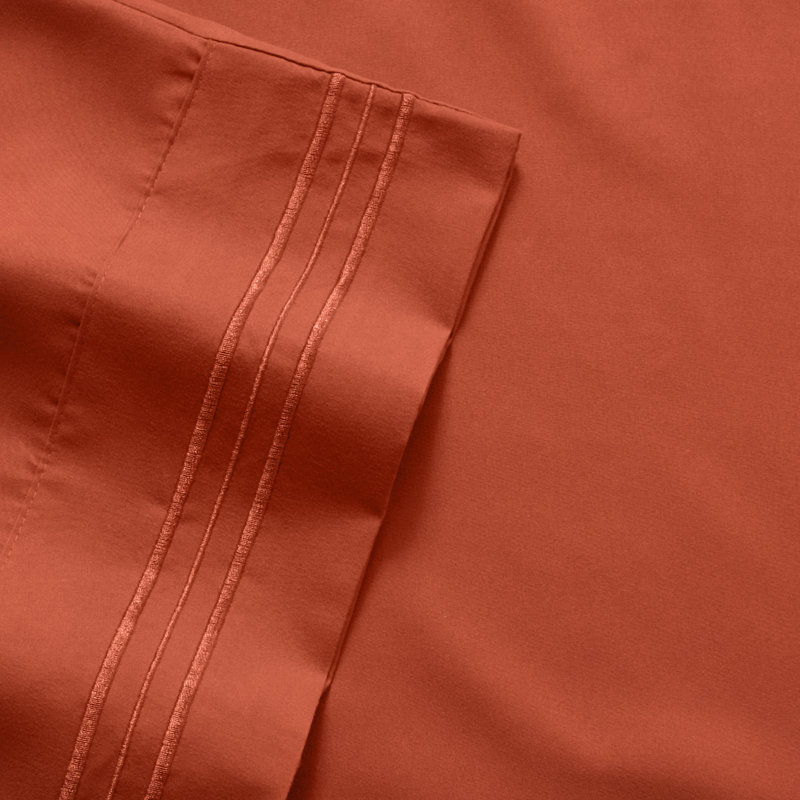 Luxurious Classic Soft Solid 1800 Series Microfiber Sheet Set, Various Colors and Sizes, Twin, Rust