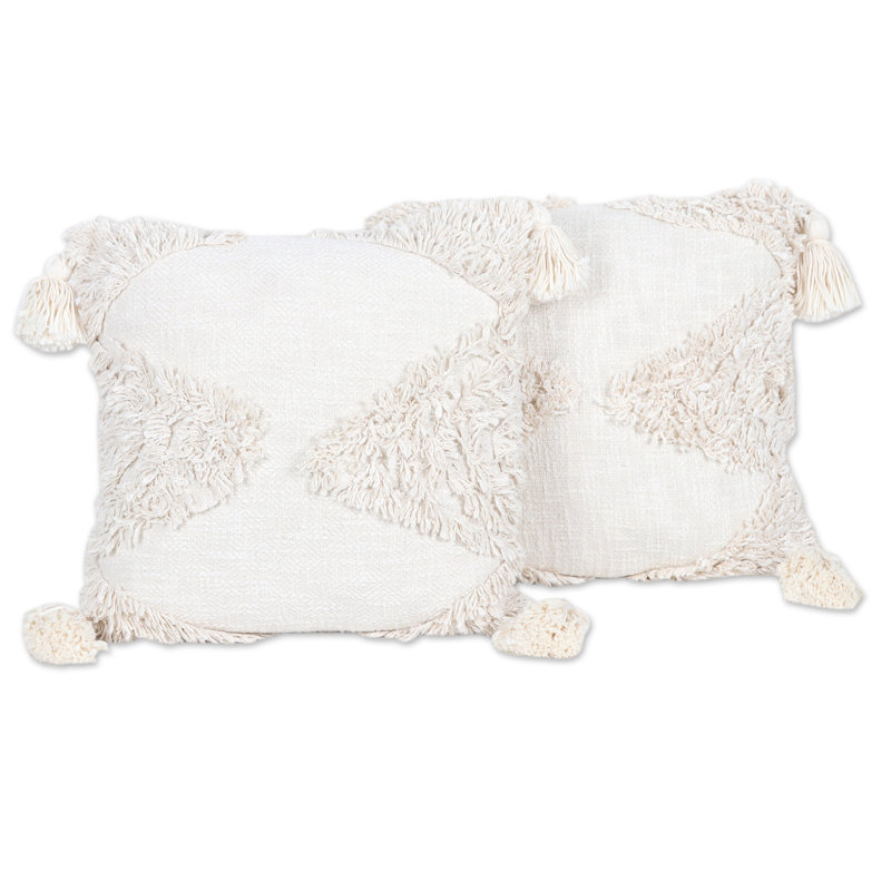  Housses de coussin en coton faites à la main en coton délice (paire), Blanc