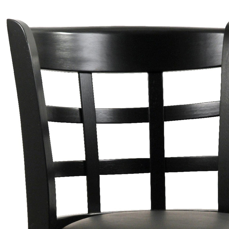 Elegant Sabi 24" Swivel Counter Stool in Black Vegan Leather and Solid Wood