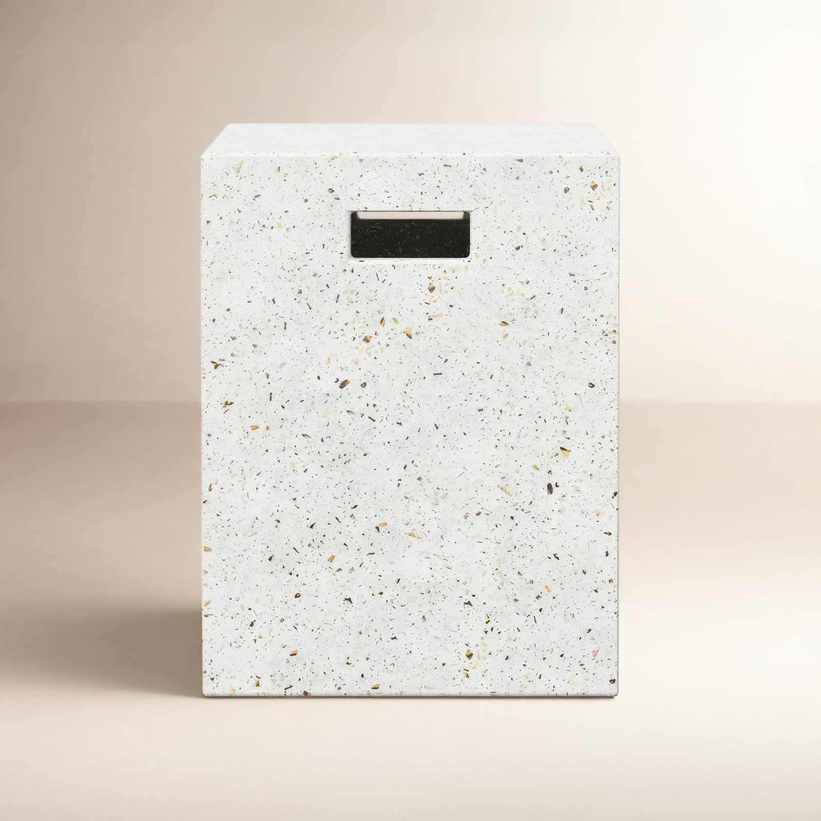 Kareen Concrete Accent Stool, Ivory Terrazo