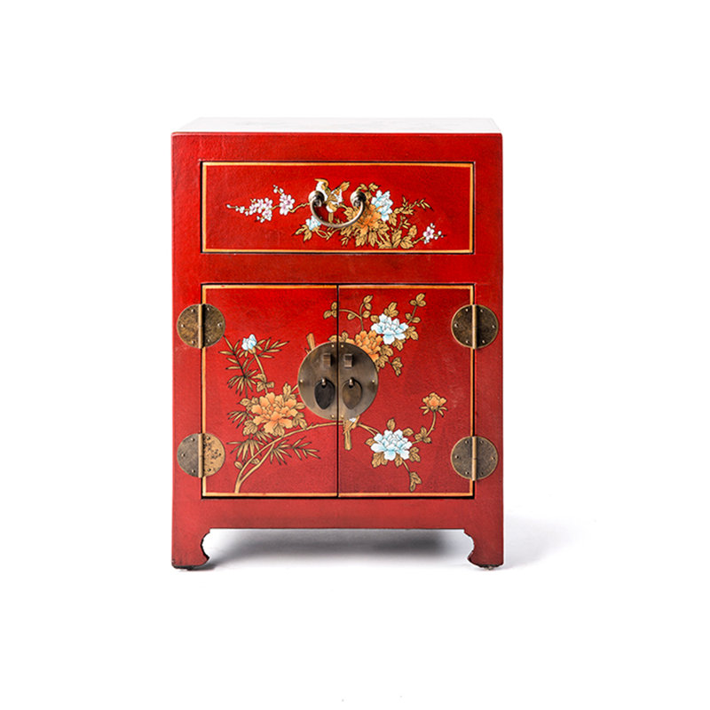 Shanxi Motif End Table-Red