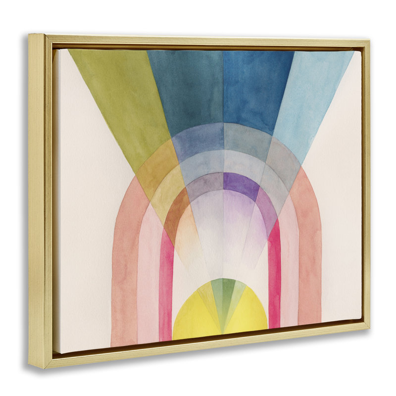 Sun Rays & Rainbow, toile encadrée flottante noire par Grace Popp, H 25 po x l 31 po, Cadre flottant métallique doré