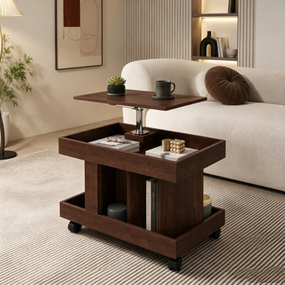 Table d'appoint mobile mobile avec bureau pivotant à 360 ° et rangement