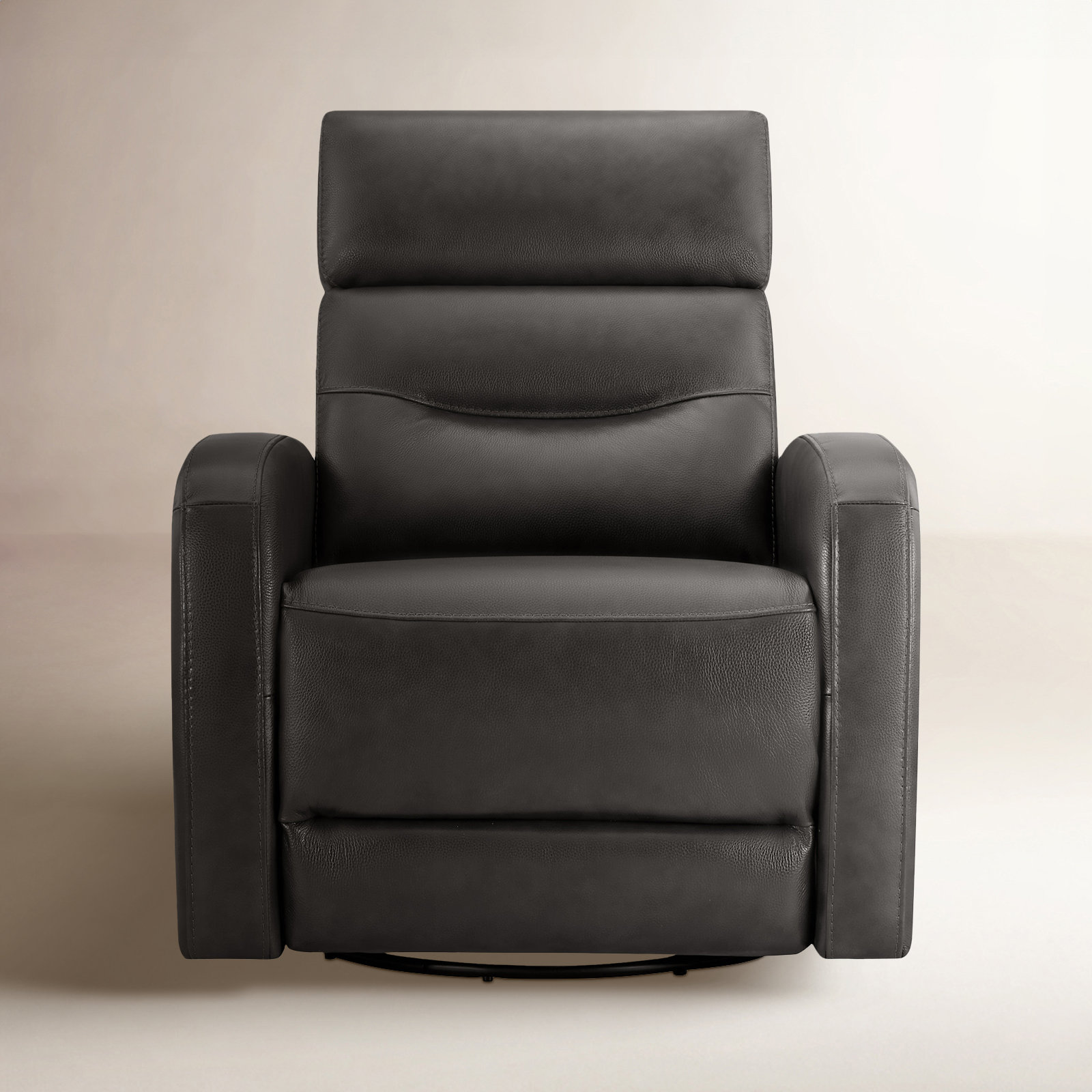 Sia Geniune Leather Swivel Power Recliner, Impression Dark Grey Top Grain Leather