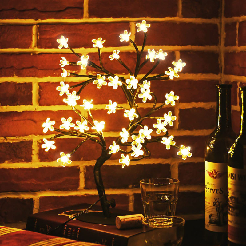 40LED Lighted Tabletop Artificial Flower Bonsai Tree Lamp