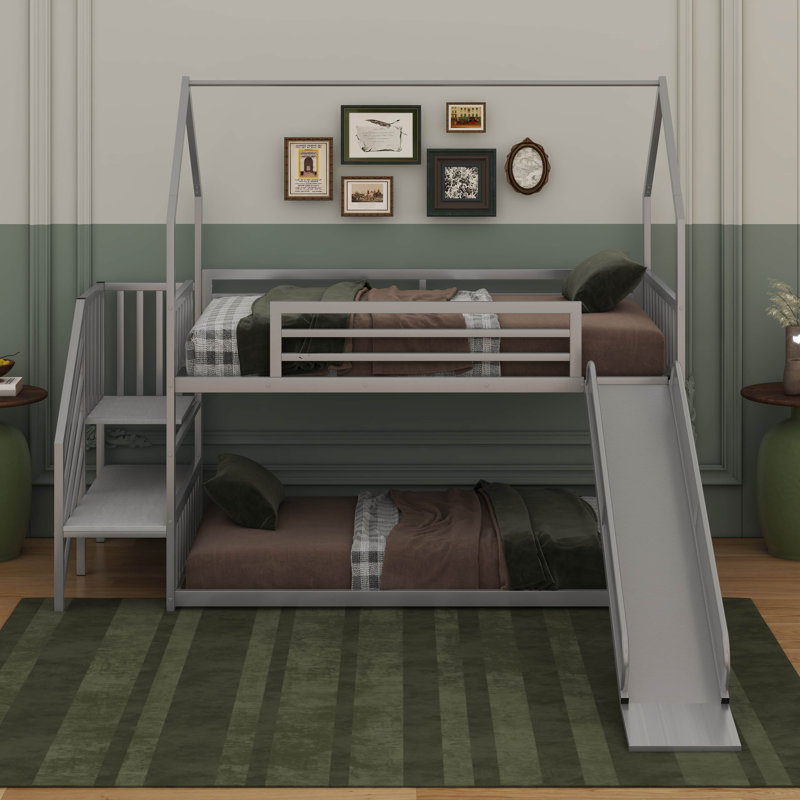 Abbigal Kids Twin Bunk Bed, Silver