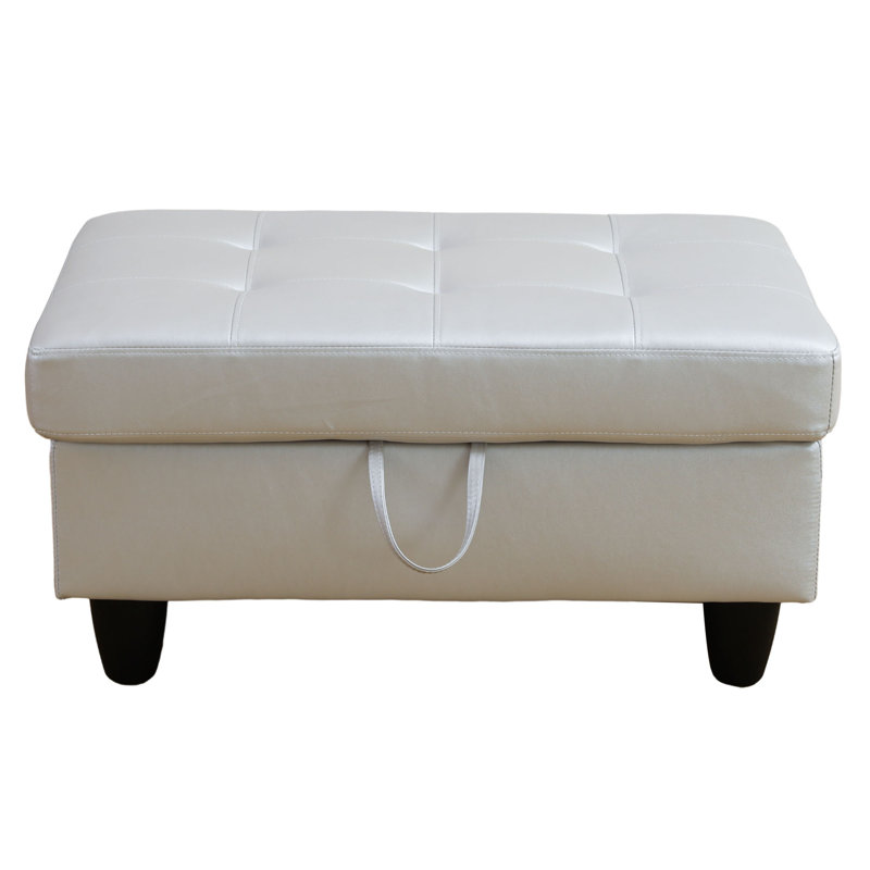 Faux Leather Ottoman, Powder Faux Leather