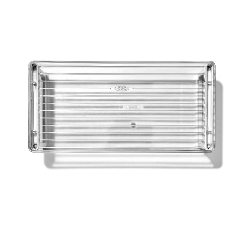 Clear Adjustable Refrigerator Shelf Riser with Non-Slip Feet