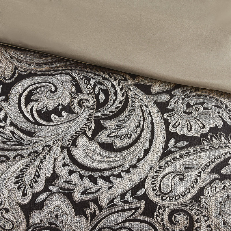 Ensembles de literie élégants en coton à motif cachemire noir pour grand lit