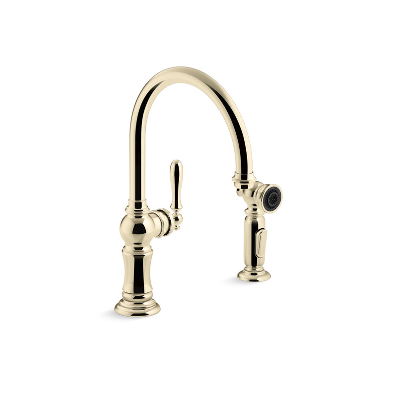 Artifacts Bar Faucet with Swing Spout and BerrySoft, MasterClean, and ProMotion, Or français