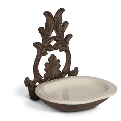 Grazia Cream Ceramic Spoon Rest With Metal Holder