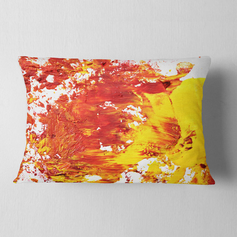 Design Art Textured Red and Yellow Art - Abstract Printed Pillow