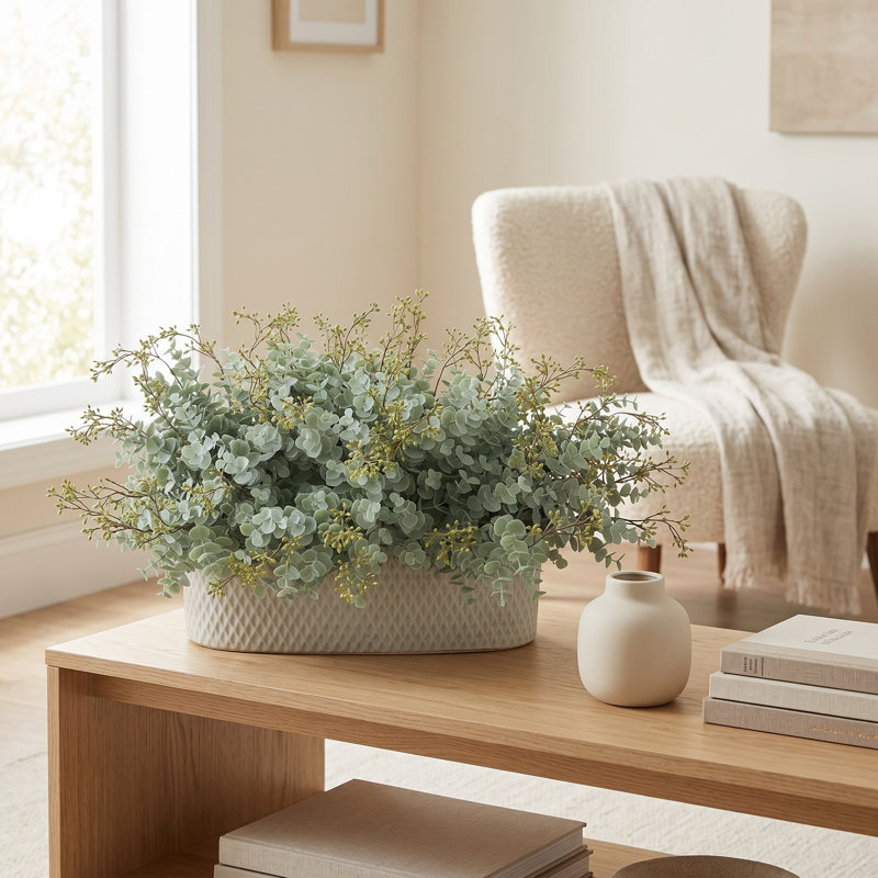 Everlasting Eucalyptus Floral Arrangements in Ceramic Pot