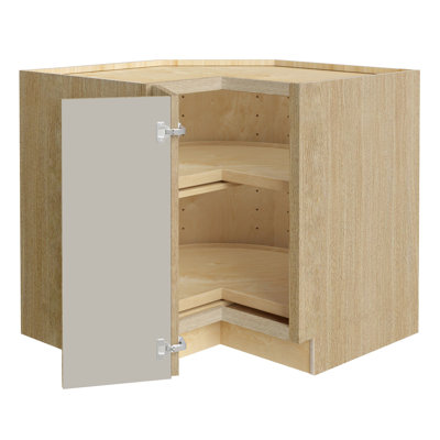 Gallery Express Mercer Plywood Assembled 33 in W X 24 in D X 34.5 in H Corner Lazy Susan Kitchen Cabinet Left in Straw