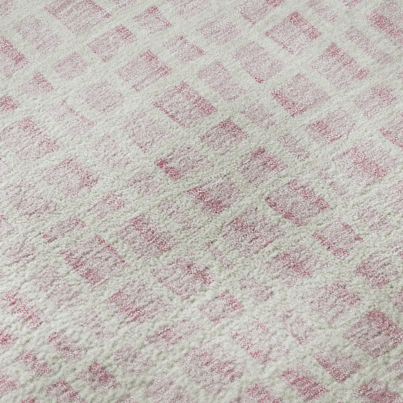 Tapis rose Prisco lavable à la machine de qualité supérieure, Rectangle 5 pi x 7 pi 6 po