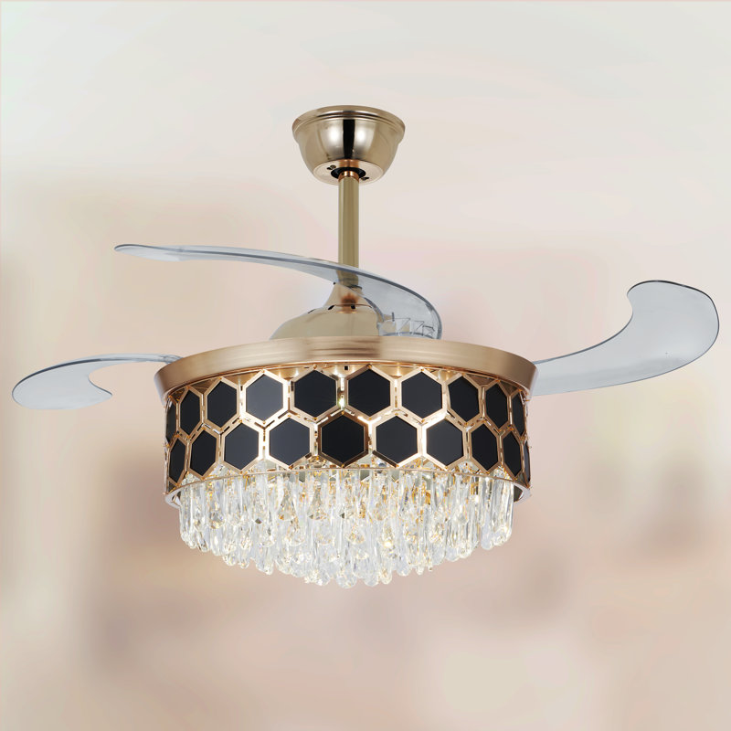 Melkon 42'' Crystal Ceiling Fan with LED Lights and Remote Control Kit