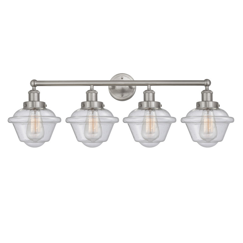Éclairage pour meuble-lavabo à 4 lumières à intensité variable Grourke, Nickel satiné brossé, Mercurisé