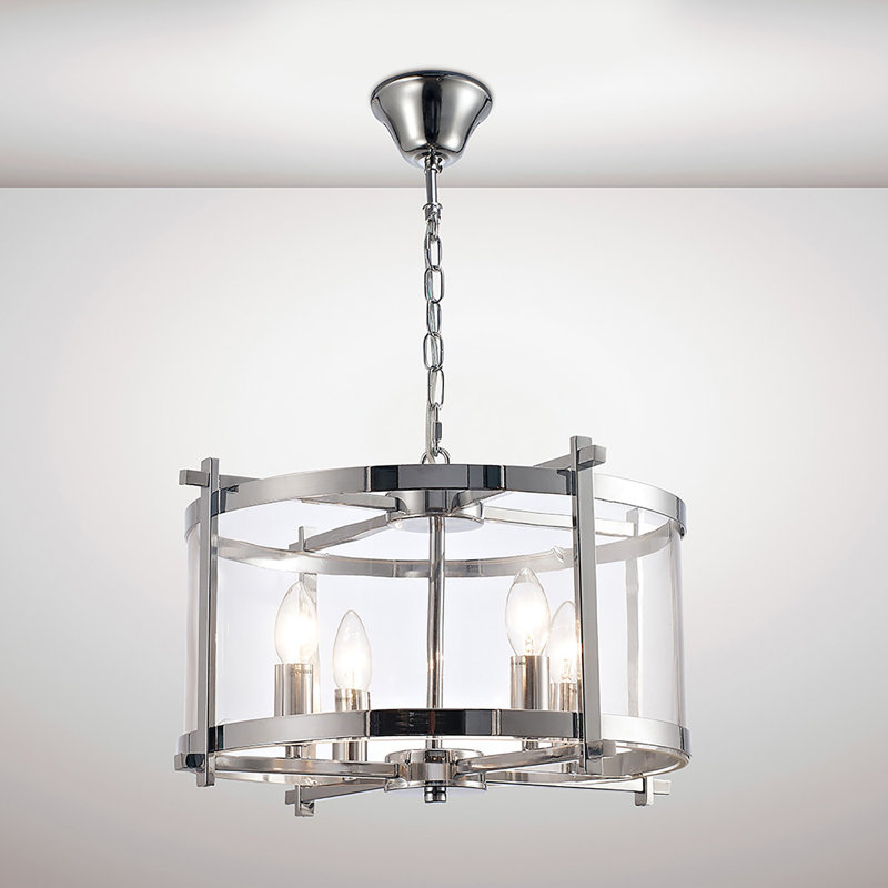 Clitherall 4 - Light Lantern Chandelier, Polished Chrome, Polished Chrome/Clear