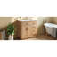 Meuble-lavabo de 36 po avec lavabo en céramique, meuble-lavabo moderne en grain de bois naturel, structure en bois d'hévéa massif, portes doubles à fermeture douce et 4 tiroirs, couleur bois naturel