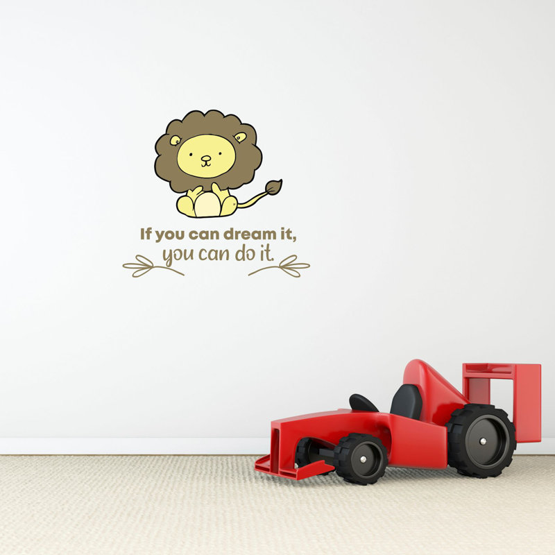 Adhésif décoratif en vinyle "You Can Dream cute lion Life", H 8 po x l 10 po