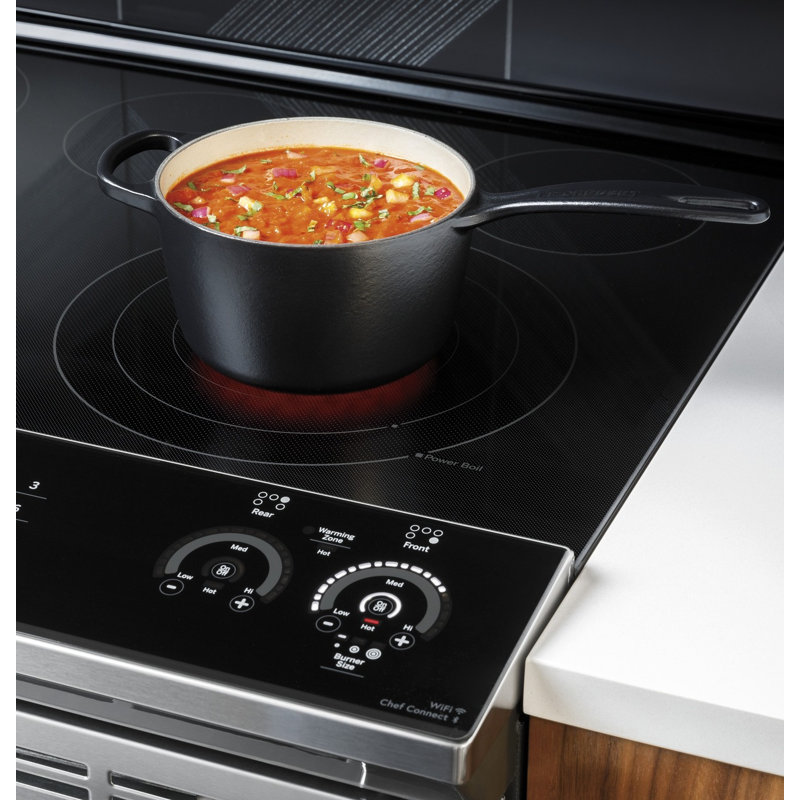 GE Profile Smart Appliances 30" 5.3 cu.ft. Slide-in Electric Range, Black Stainless
