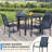 7-Piece Outdoor Dining Set, Round Metal Table With 6 Dark Blue Chairs, Black Patio Table With Umbrella Hole For Garden, Yard, Patio-1707063595