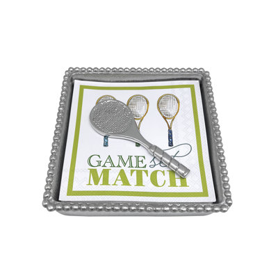 Tennis Racket Beaded Flat Napkin Holder Set